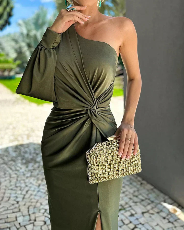 Exquisite Pleated Georgette Eveningwear Glamorous Hemline For Wedding Guests Dress