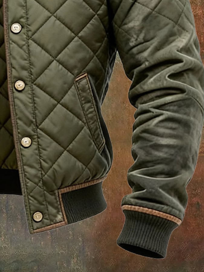 Men's Quilted Classic Winter Coat with Buttons
