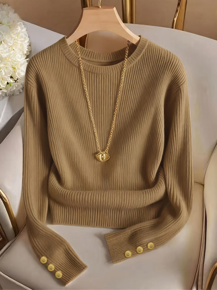 Gretchen | Ribbed Sweater with Buttons on the Sleeves