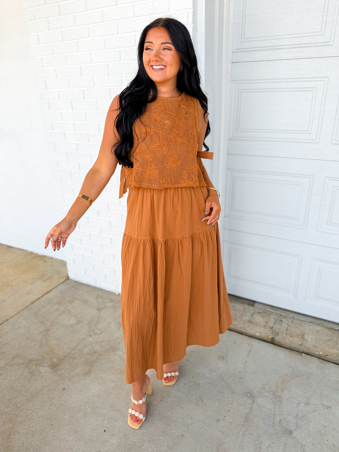 Leilani | Women's Set with Embroidery and Tiered Skirt