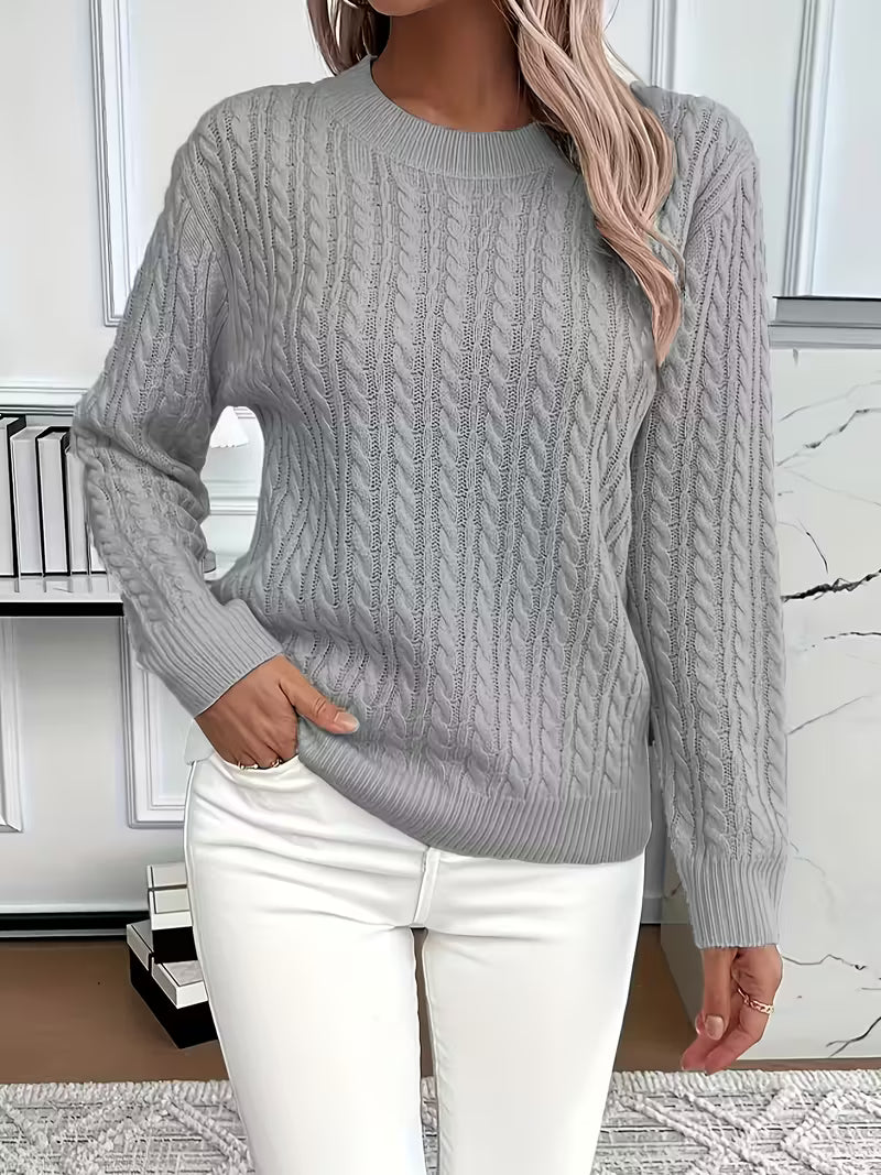 ADRIANA – CABLE KNIT COZY LONG-SLEEVED SWEATER