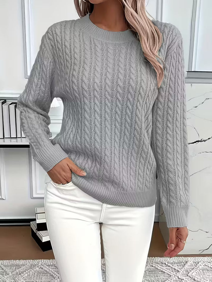ADRIANA – CABLE KNIT COZY LONG-SLEEVED SWEATER