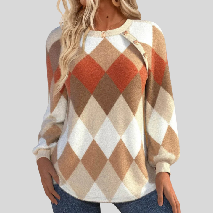 Sign | Checked Sweater with Button Detail