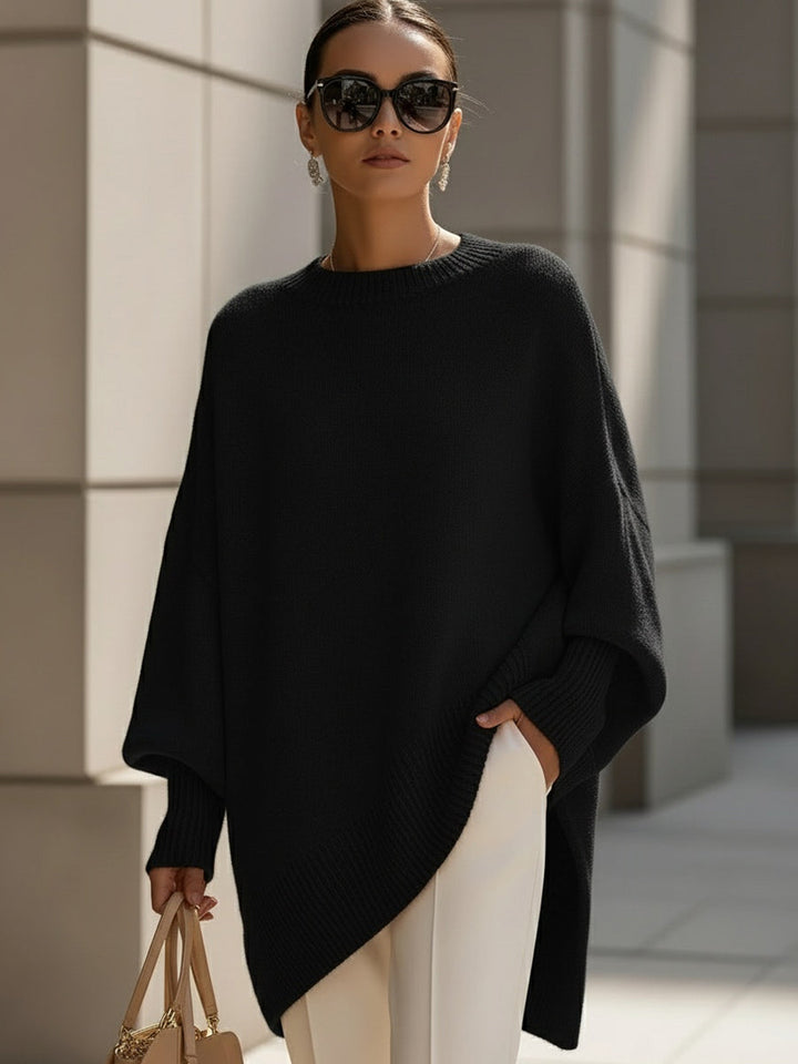 Ladies Oversized Knitted Poncho Sweater