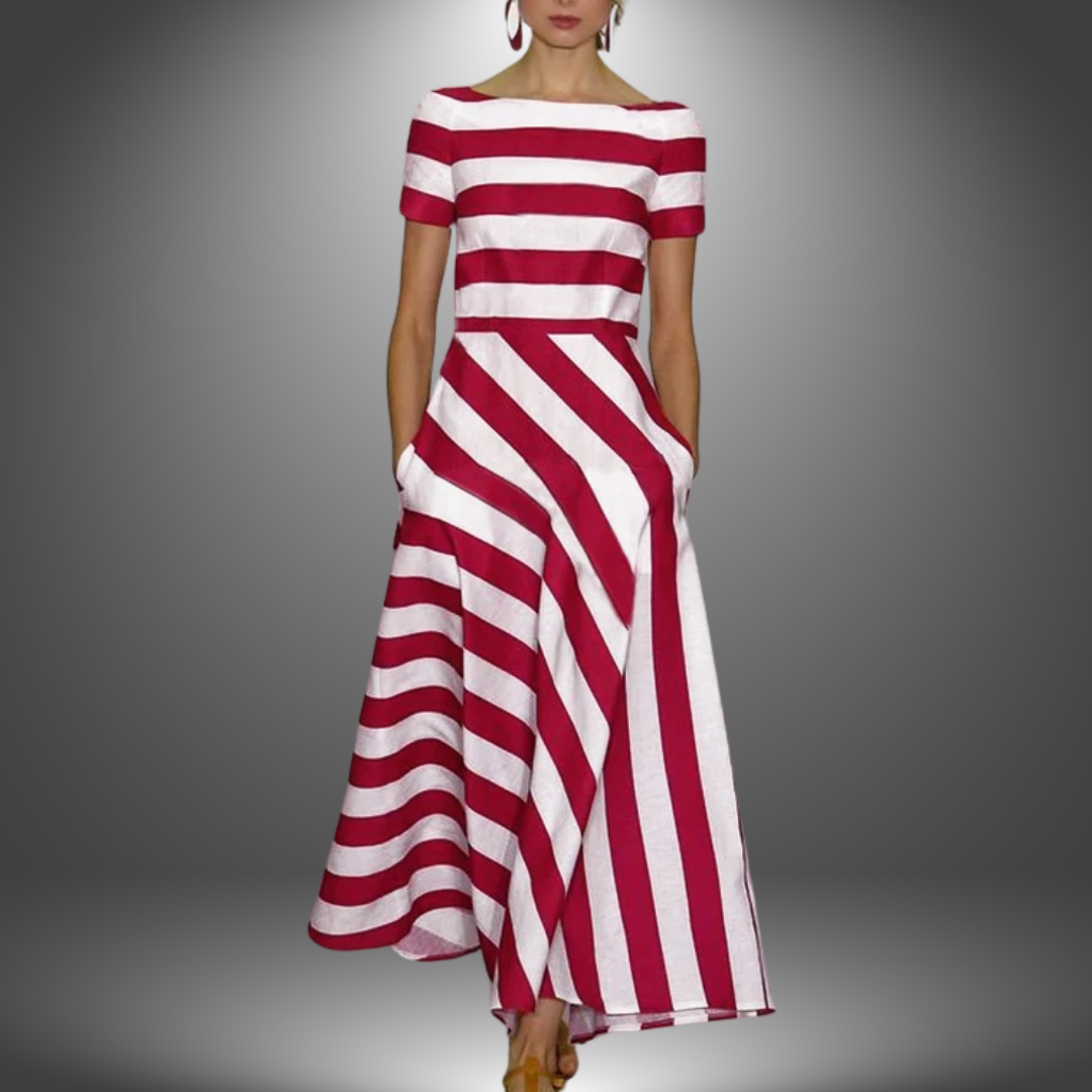 Graceful Handcrafted Striped Sumptuously Lightweight Flowy Silhouette Maxi Dress
