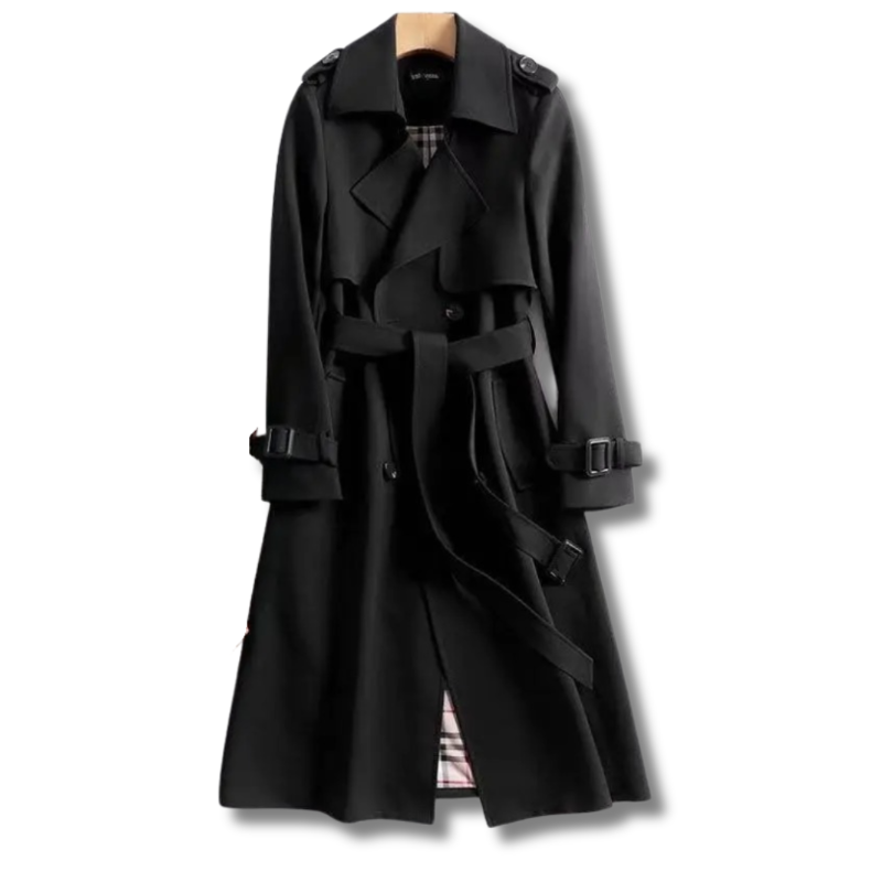 Women's Double-Breasted Outerwear with Belt and Classic Lapels