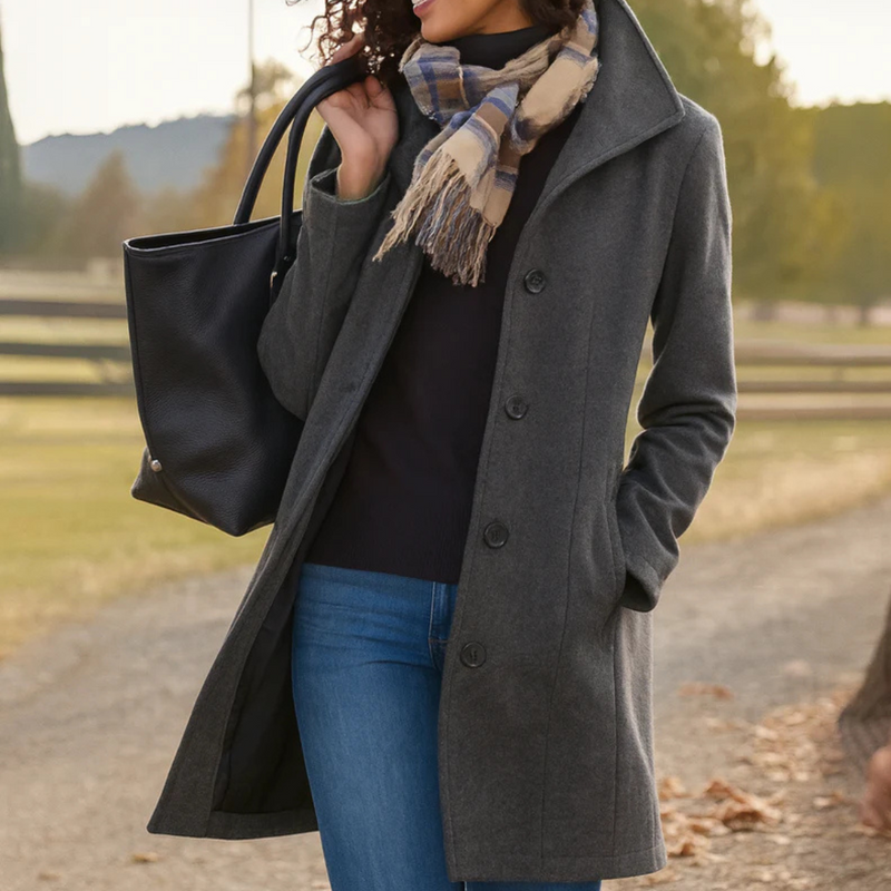 Ladies Classic Button Coat