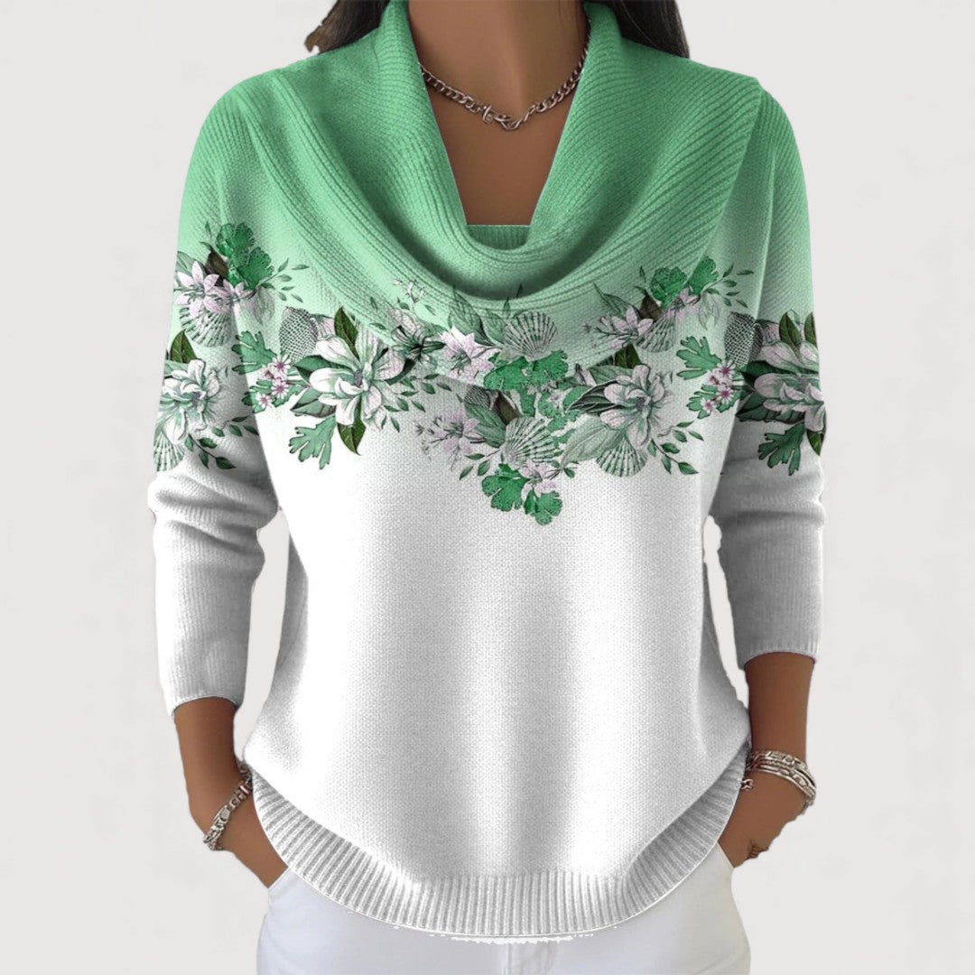 ALORA – Sweater with Floral Pattern and Turtleneck