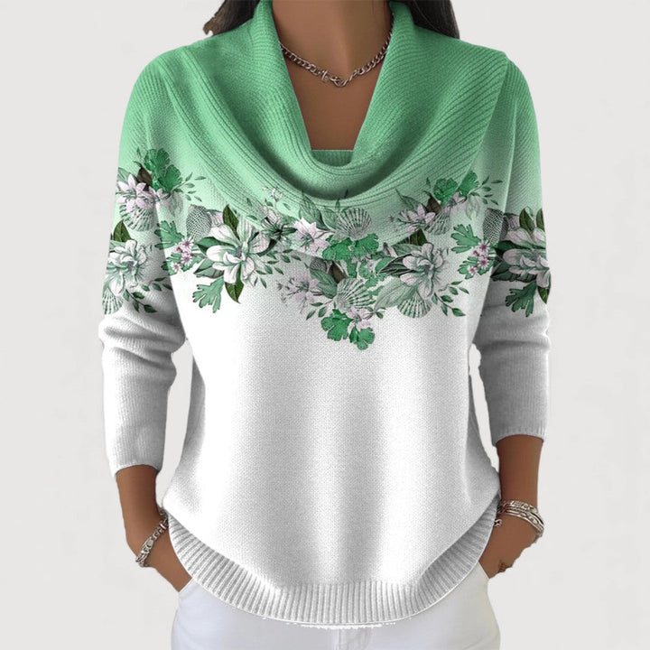 ALORA – Sweater with Floral Pattern and Turtleneck