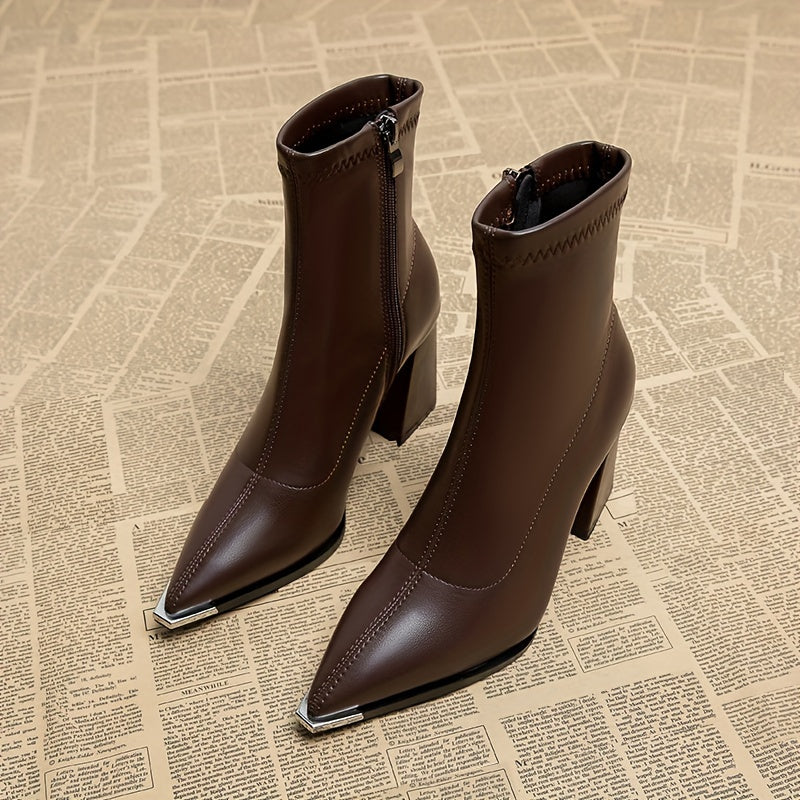 Josephine | Pointed Chunky Heel Ankle Boots
