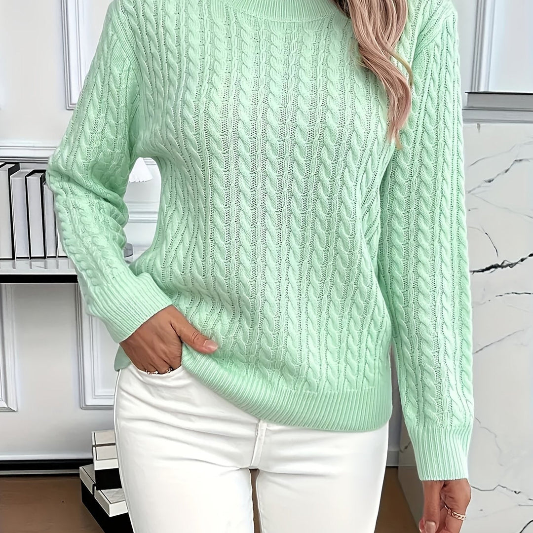 Faye | Cable Knit Round Neck Sweater