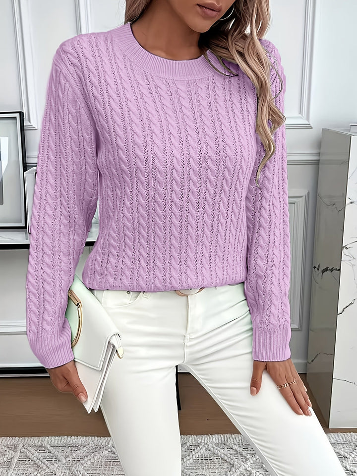 Faye | Cable Knit Round Neck Sweater