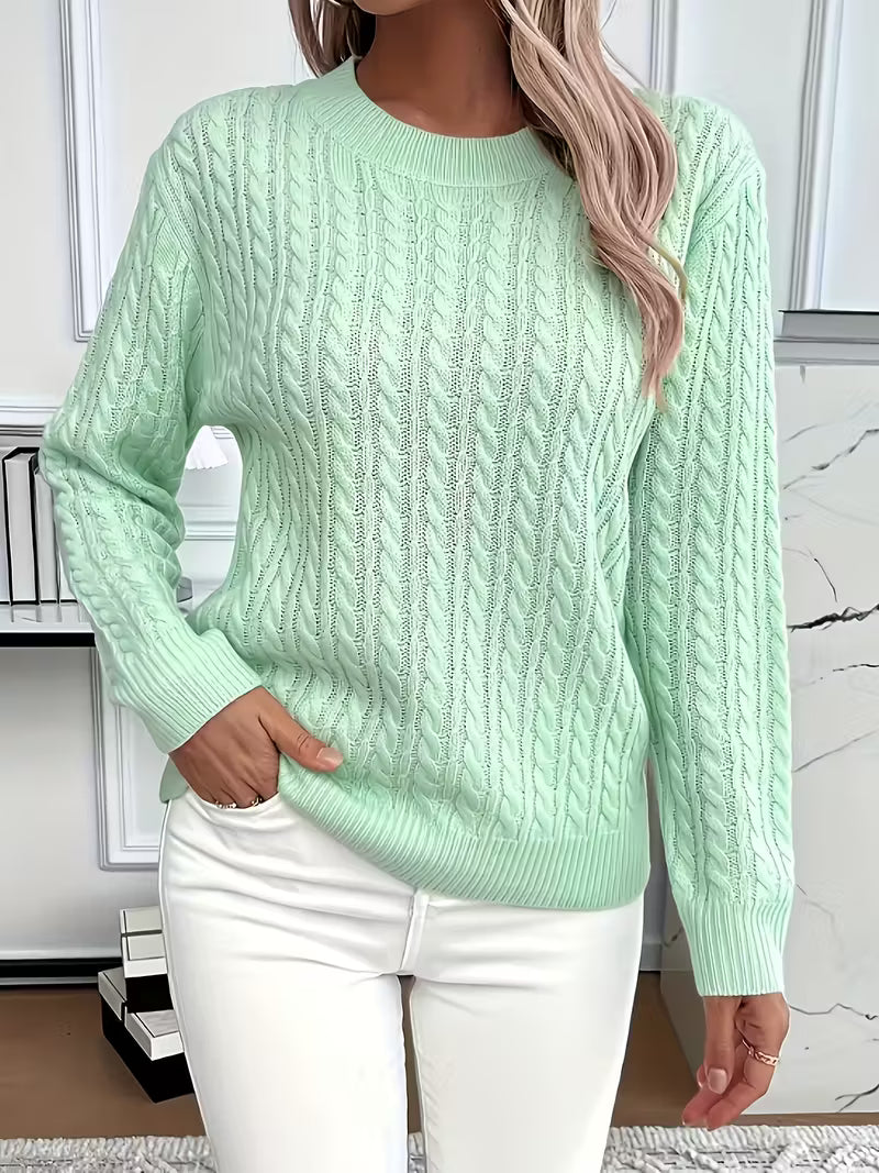 ADRIANA – CABLE KNIT COZY LONG-SLEEVED SWEATER