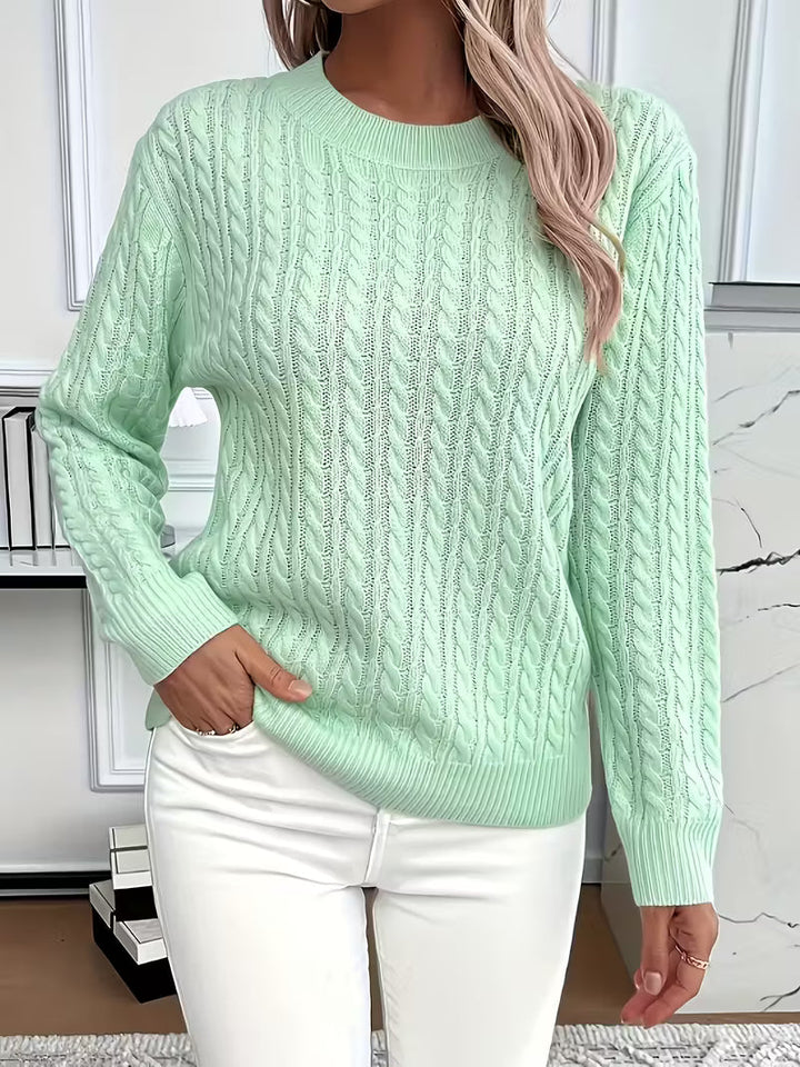 ADRIANA – CABLE KNIT COZY LONG-SLEEVED SWEATER