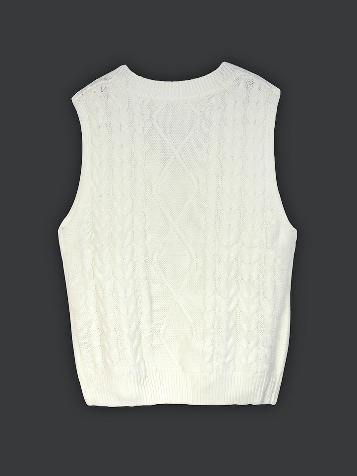 Cora | Cozy Cable Knit V-Neck Sweater Vest