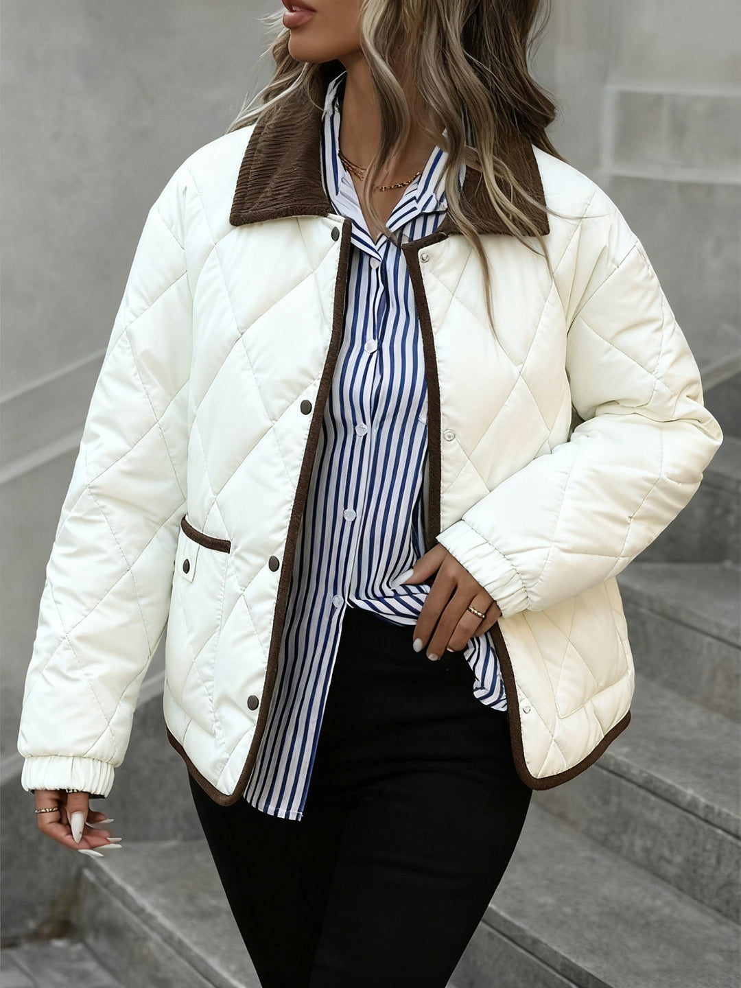 Imogen | Quilted Down Jacket with Check Pattern