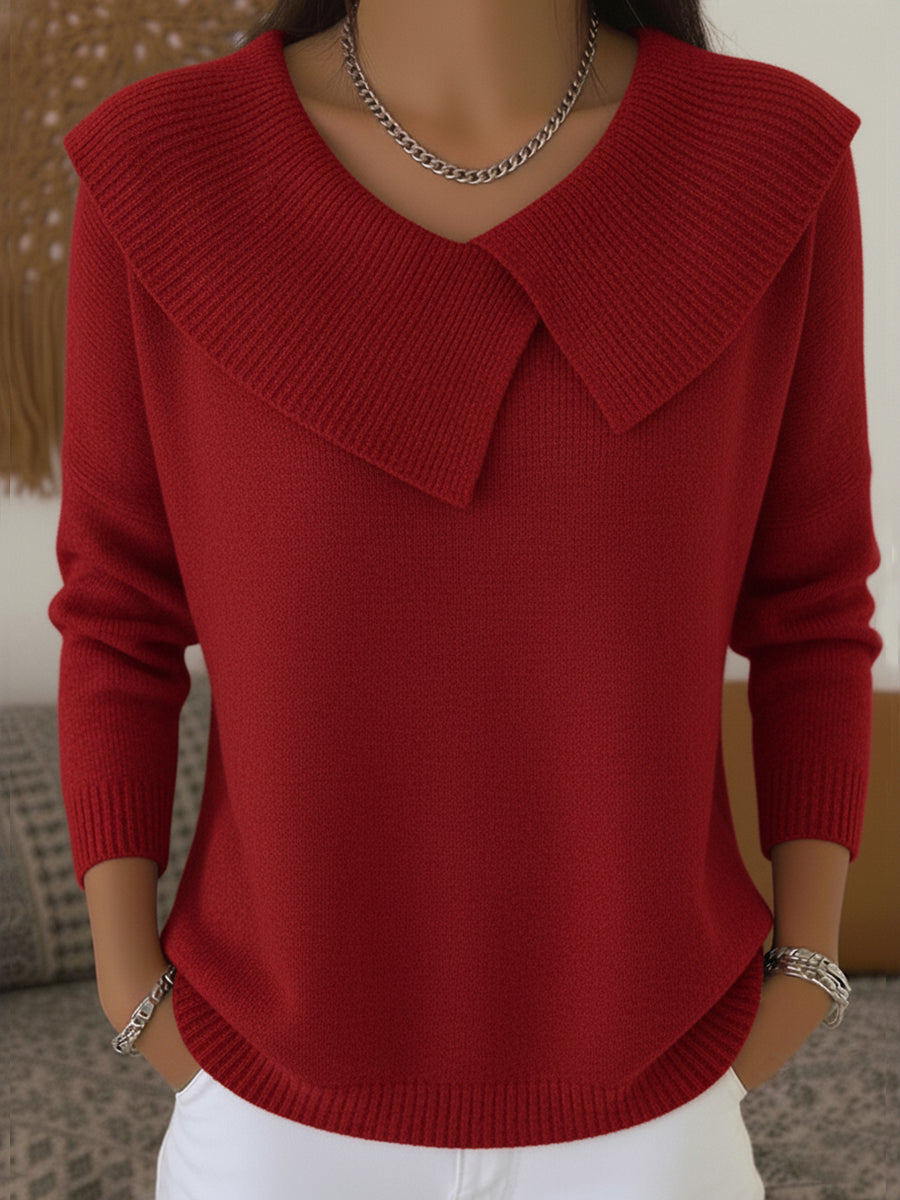 Women's Elegant Statement Collar Sweater