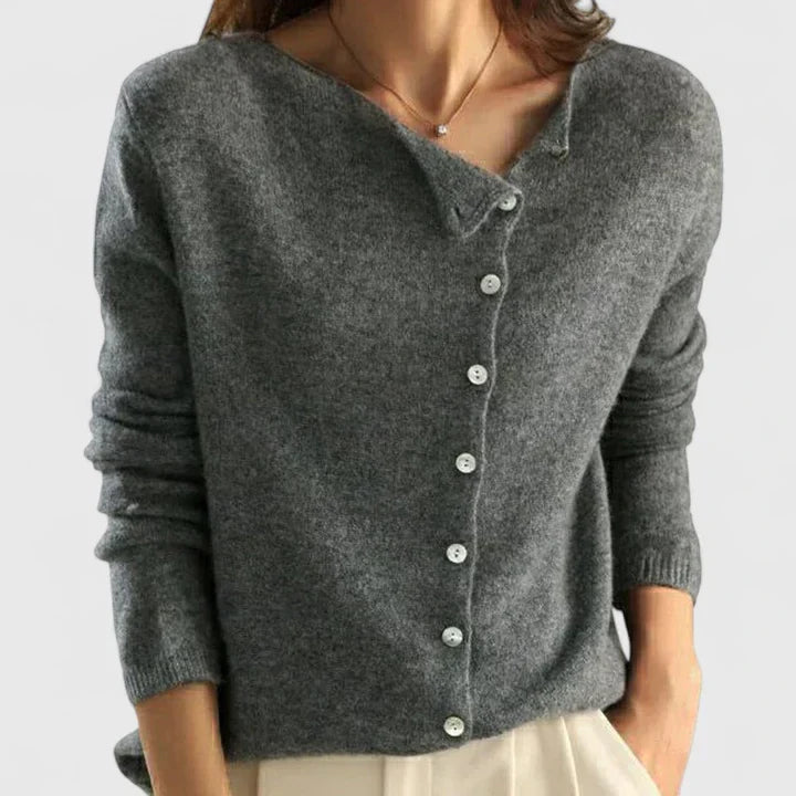 Lorna | Asymmetrical Button Cardigan