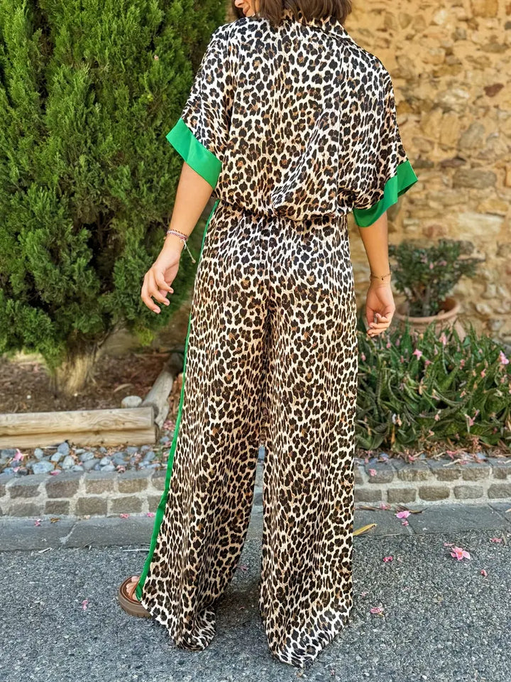 Kinsley | Wide Leg Pants with Fluid Design and Leopard Print