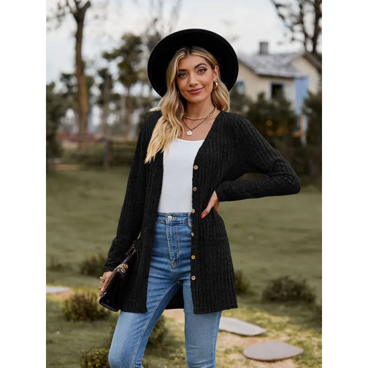 Ember | Women's Cardigan with Buttons and Ribbed Texture