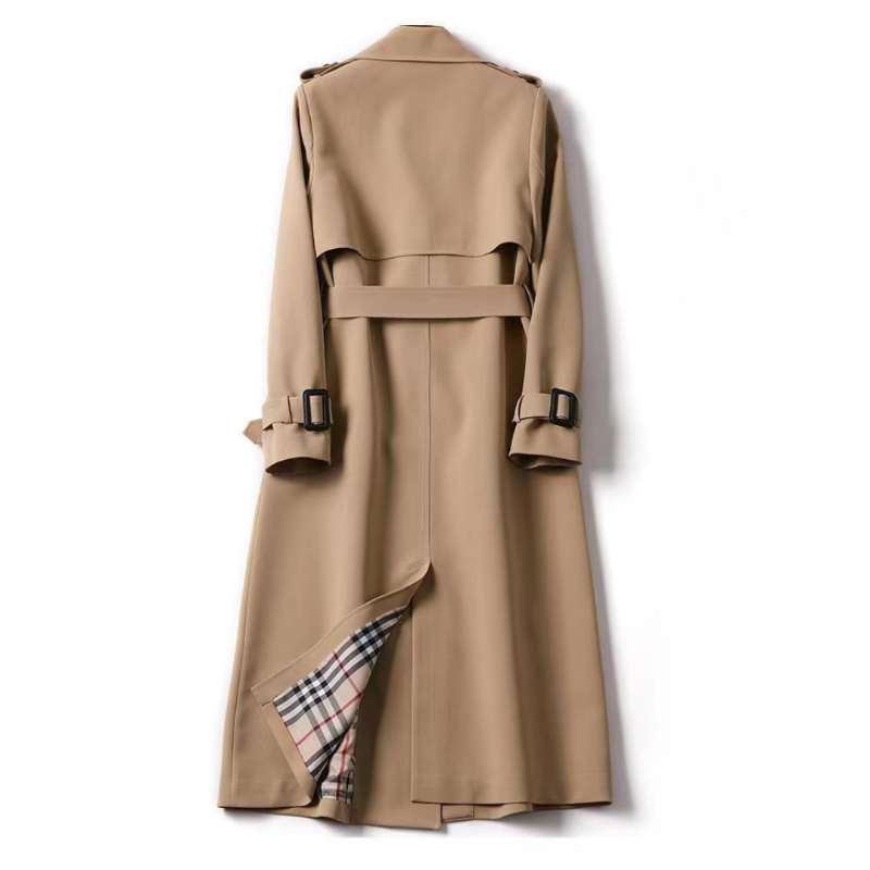 Women's Double-Breasted Outerwear with Belt and Classic Lapels