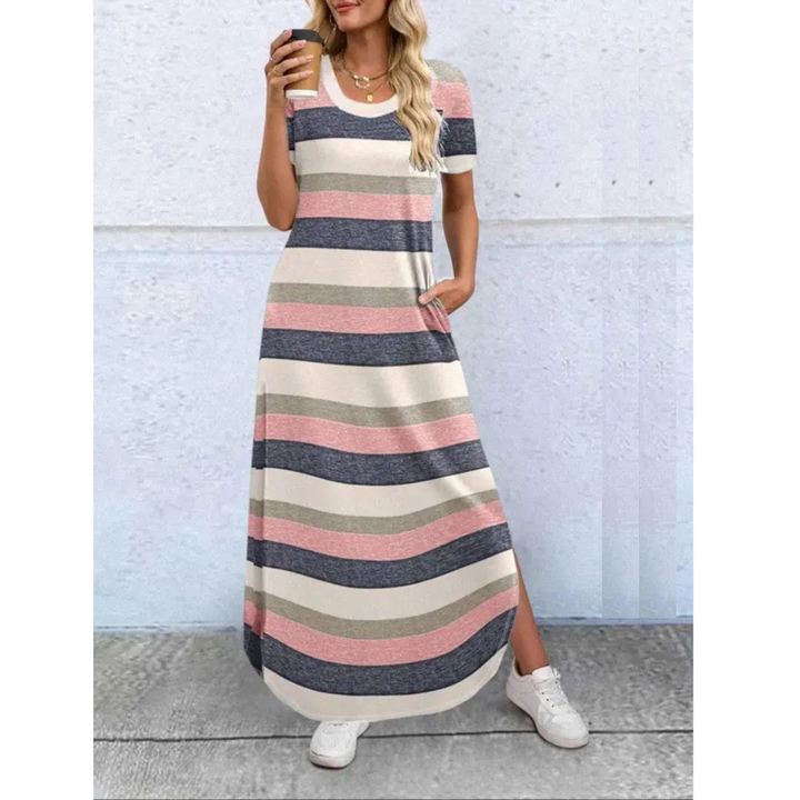 Effortlessly Chic Flowing Neckline Premium Supersoft Cotton Microfiber Maxi Dress