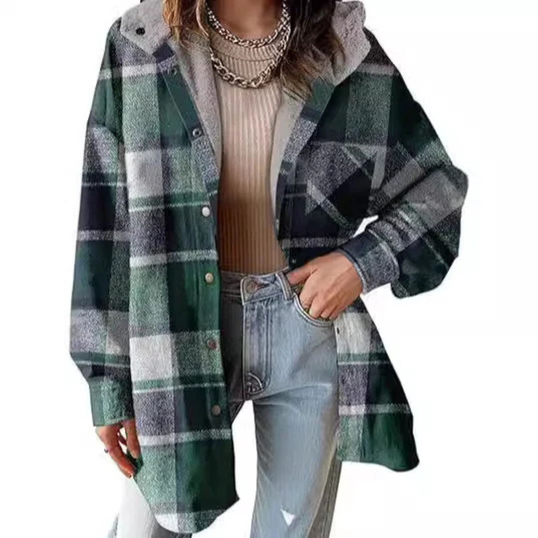 Tallulah - Relaxed Fit Hoodie in Plaid Pattern