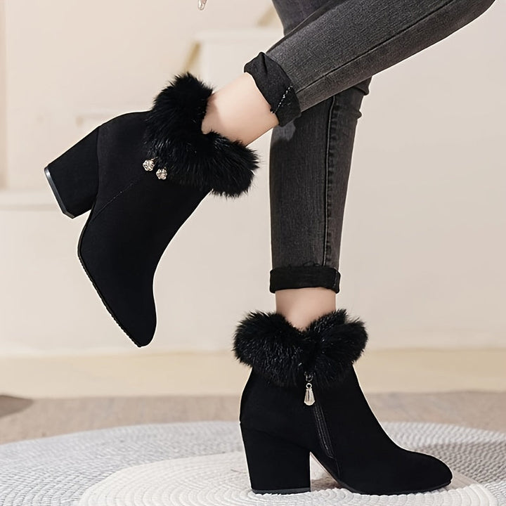 Frances | Warm Block Heel Ankle Boots
