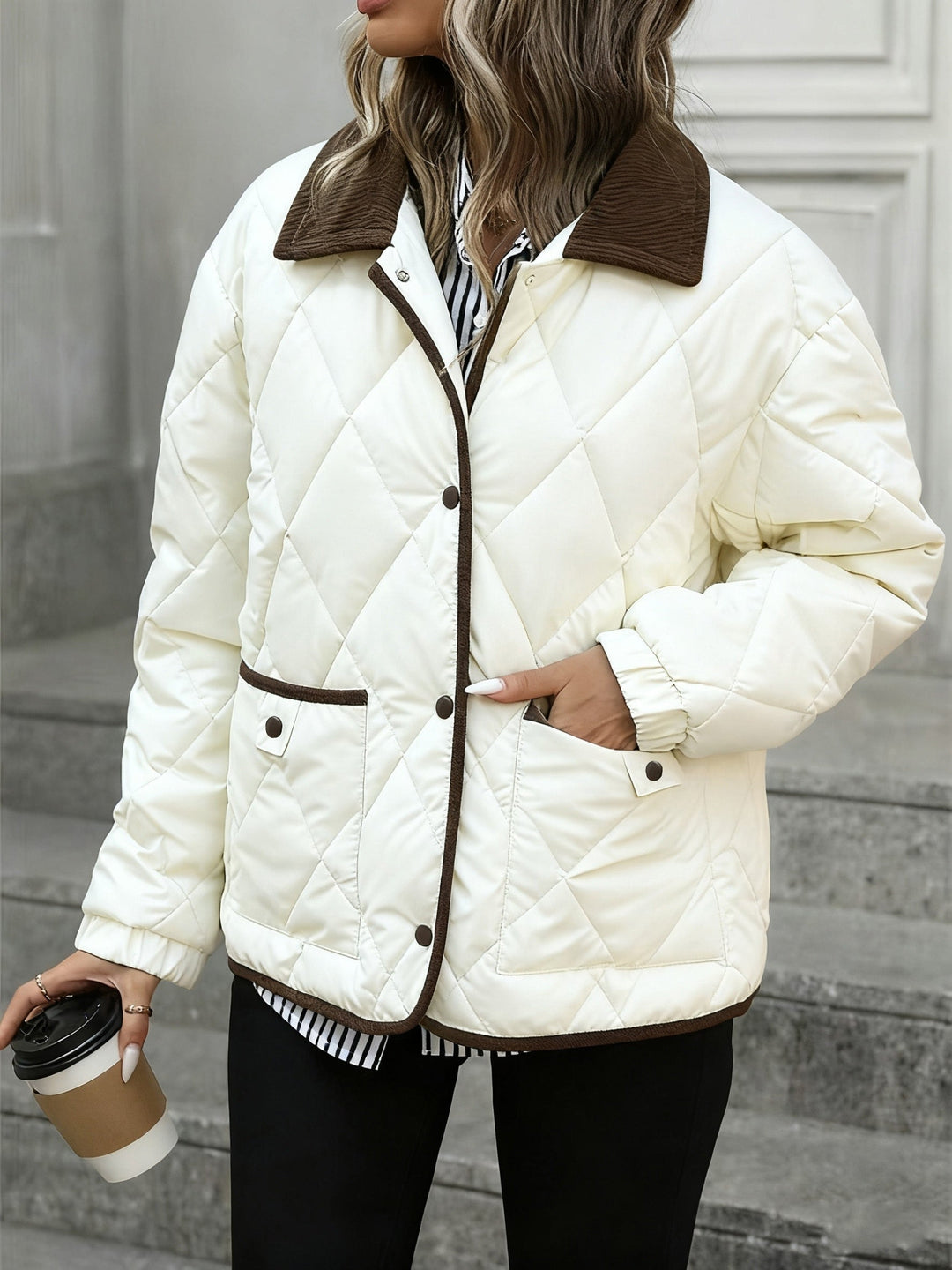 Imogen | Quilted Down Jacket with Check Pattern
