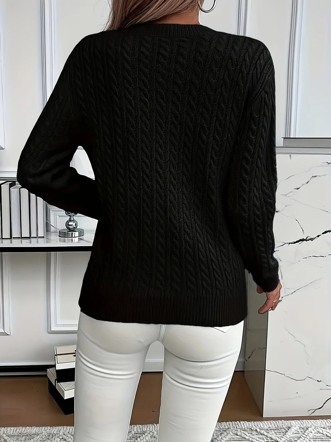 Faye | Cable Knit Round Neck Sweater