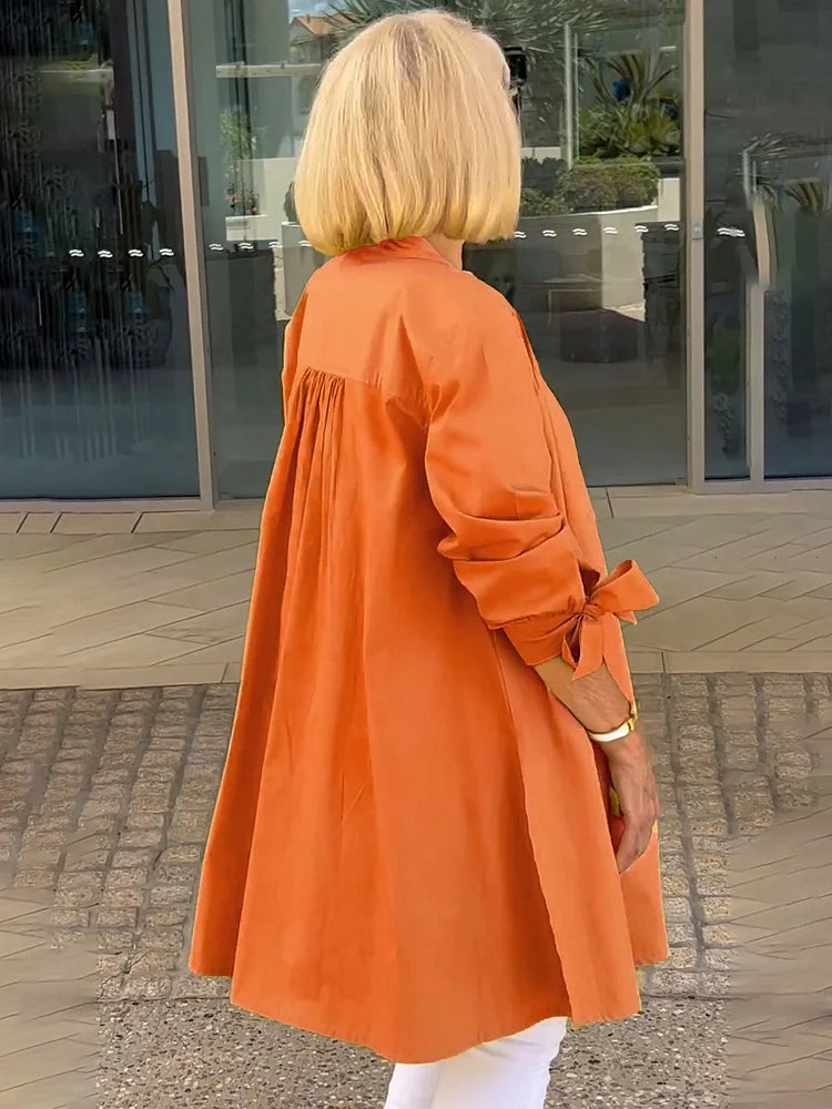 Elliora - Gathered Back Cotton Shirt Jacket