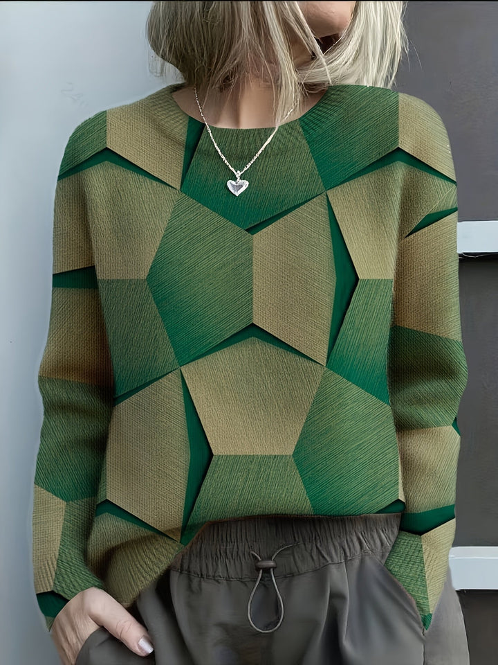 LUCIA – GEOMETRIC COLOR BLOCK KNIT SWEATER