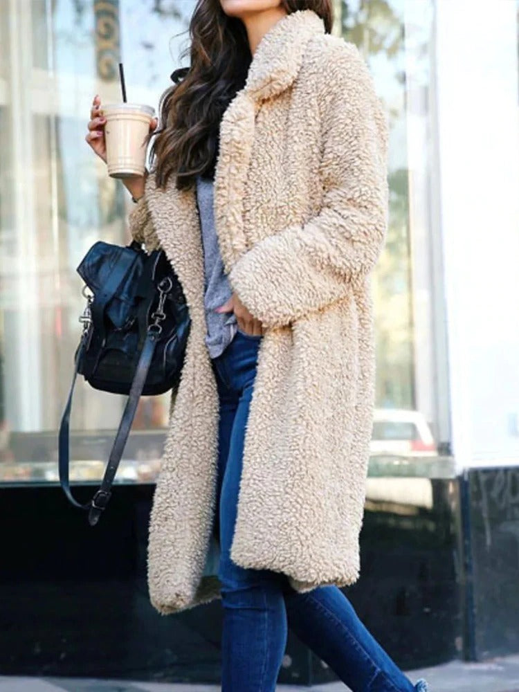 Ladies Teddy Fleece Long Coat