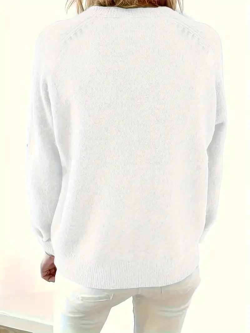 Caroline - Solid Sweater with Half Button Closure