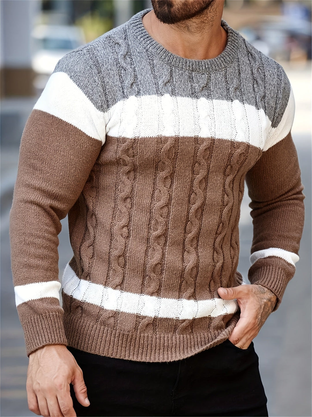 Ethan | Checked Knit Sweater