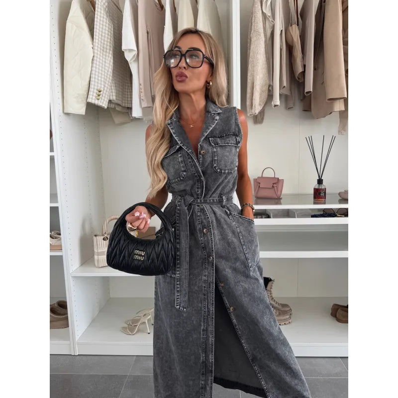 Olivia | Women’s Maxi Dress with Buttons and Belt