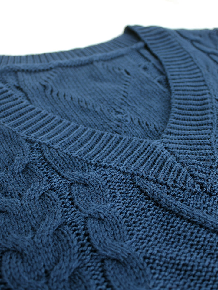 Cora | Cozy Cable Knit V-Neck Sweater Vest