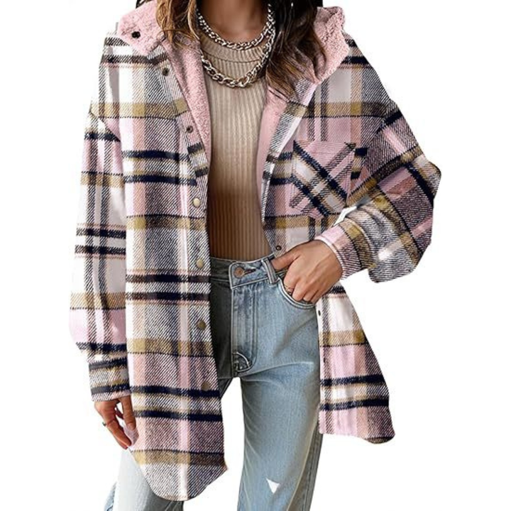Tallulah - Relaxed Fit Hoodie in Plaid Pattern