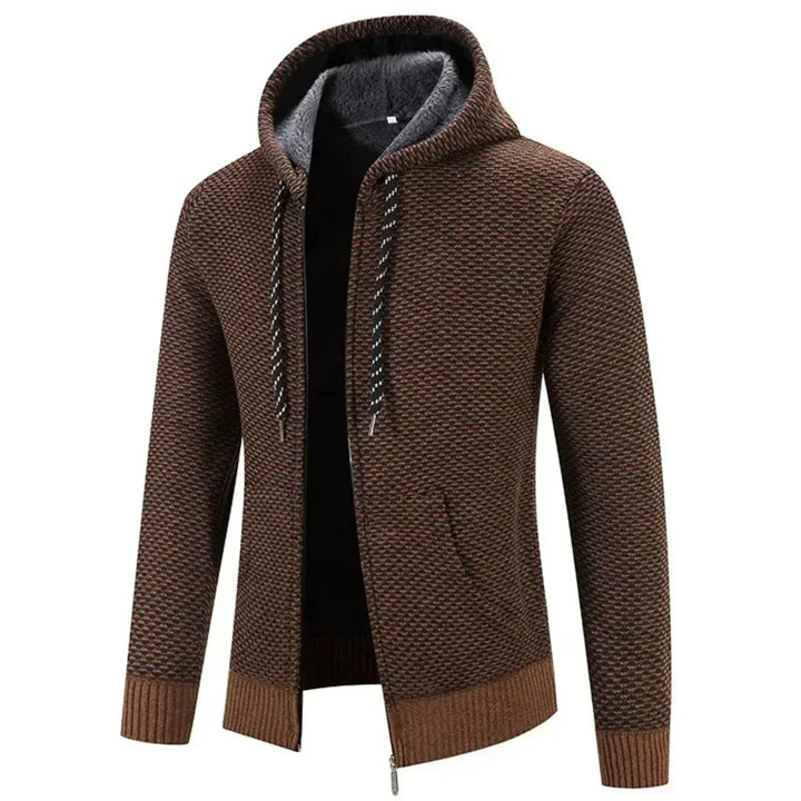 Men's Casual Zip-Up Knit Cardigan Hoodie