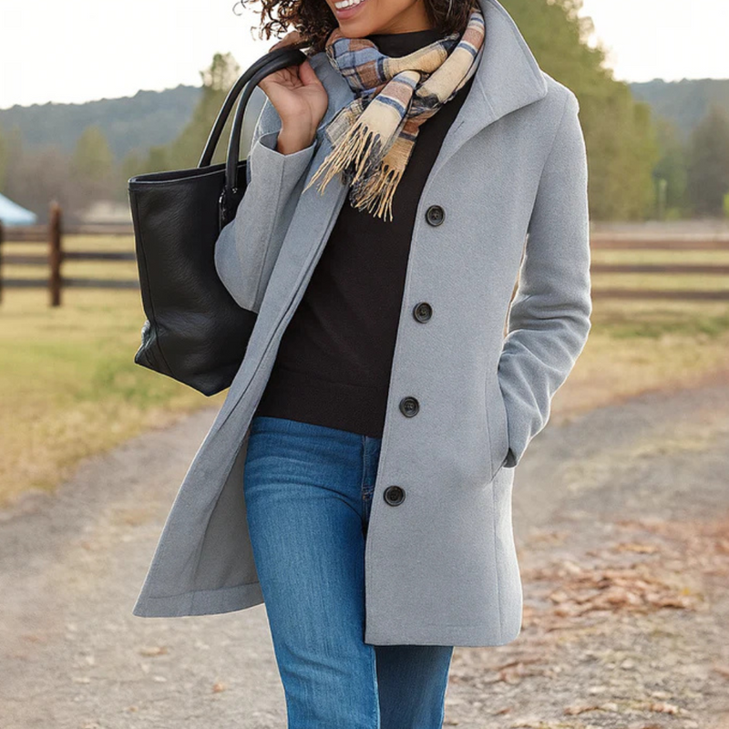 Ladies Classic Button Coat