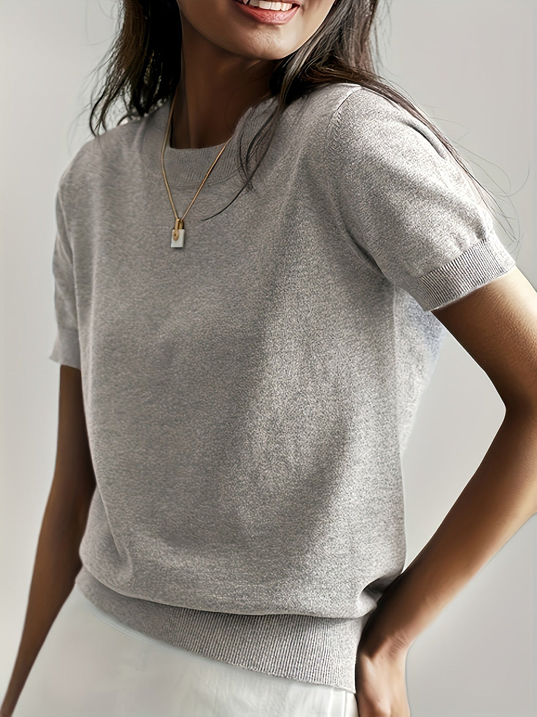 Harriet | Fine Knit Short Sleeve Sweater