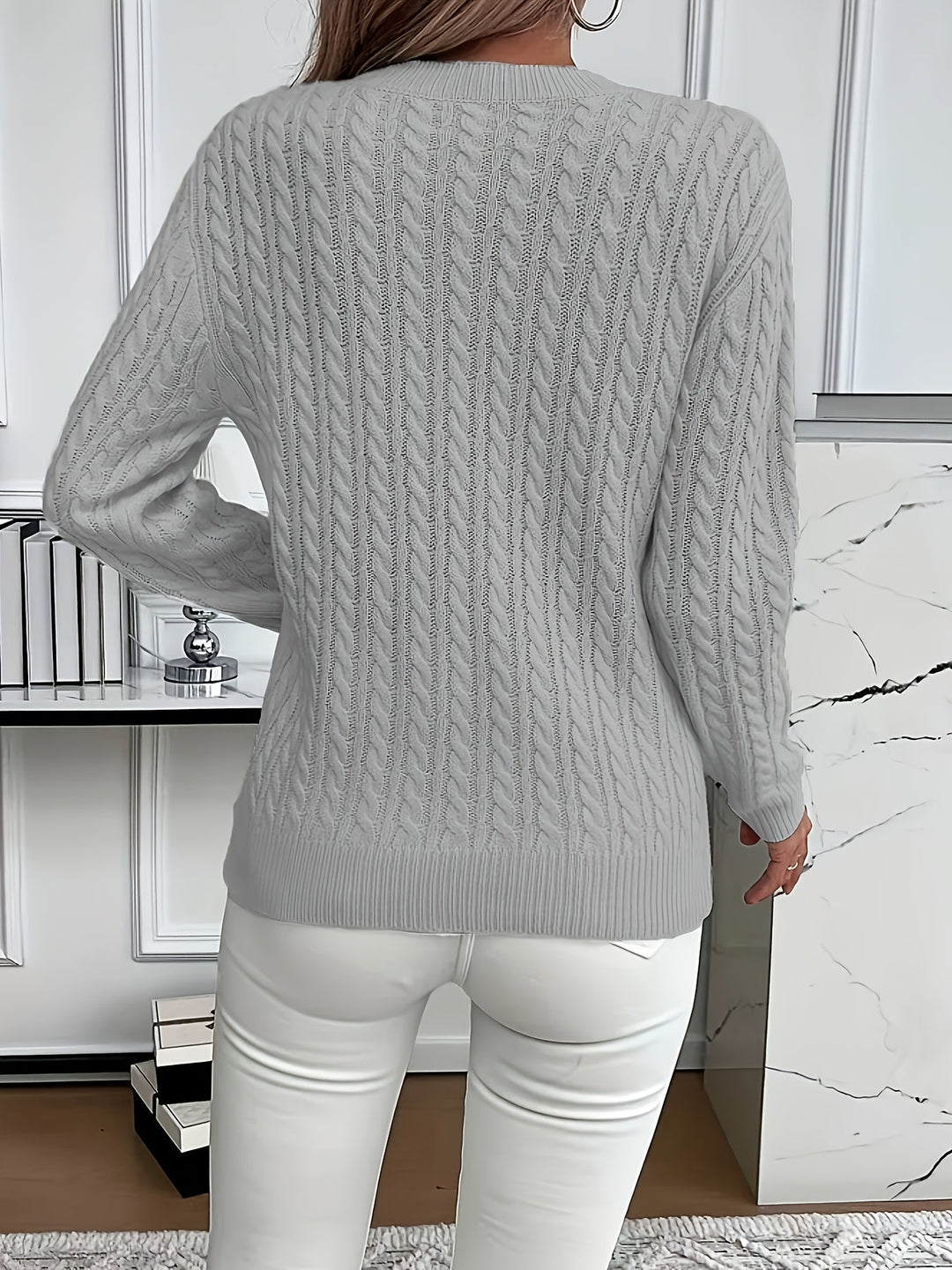 Faye | Cable Knit Round Neck Sweater