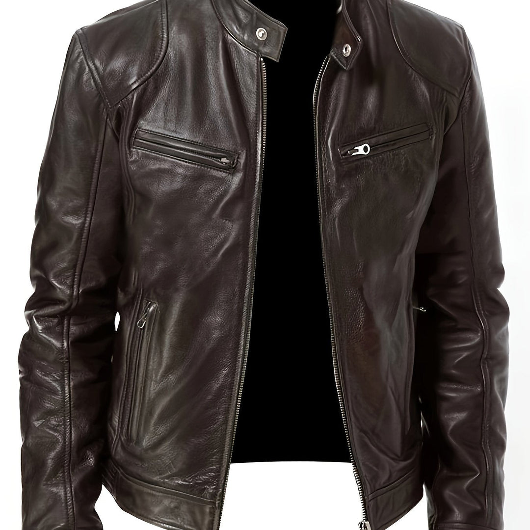 Bryson | Moto Jacket with Stand-Up Collar