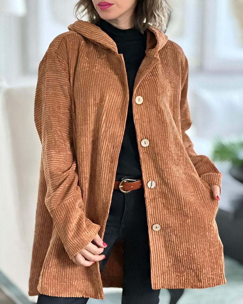 Cordia - Comfortable Cord Jacket with Hood