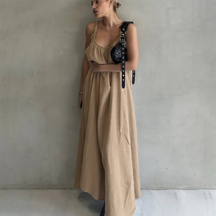 Ella | Women’s Maxi Dress with Ruching and Straps