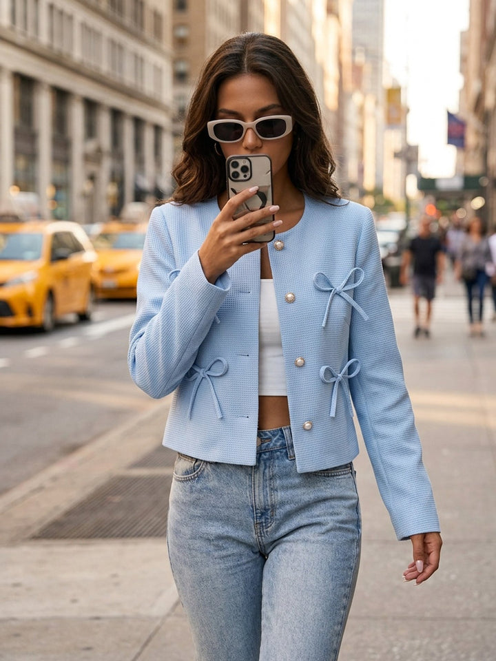 Odette | Cropped Jacket with Bow Detail