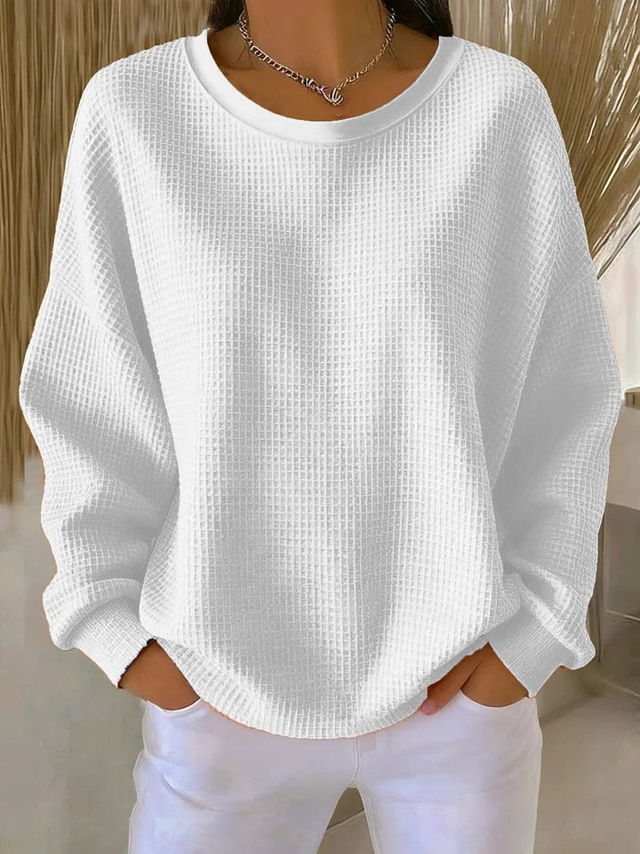 Sienna | Women's Textured Sweater with Crewneck and Cuff