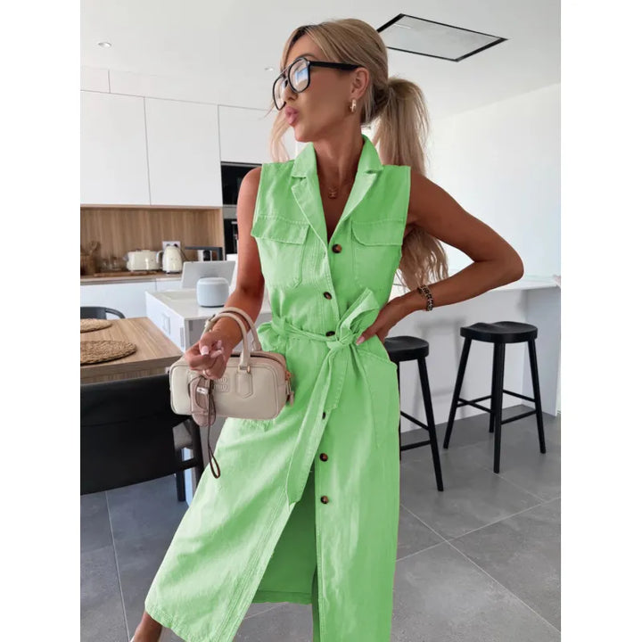 Olivia | Women’s Maxi Dress with Buttons and Belt