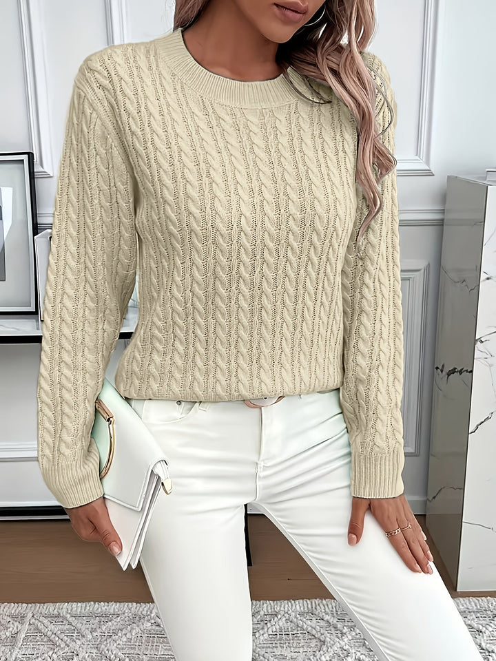 Faye | Cable Knit Round Neck Sweater