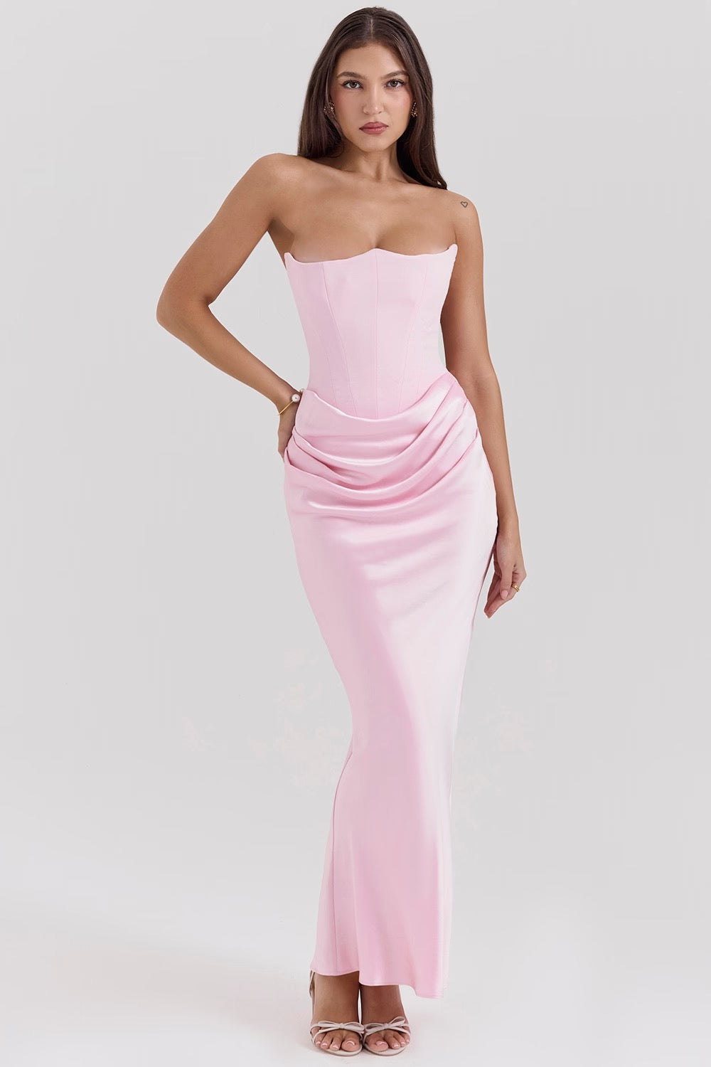 Timeless Chic Strapless A-Line Lace Wedding Guest Midi Evening Dress